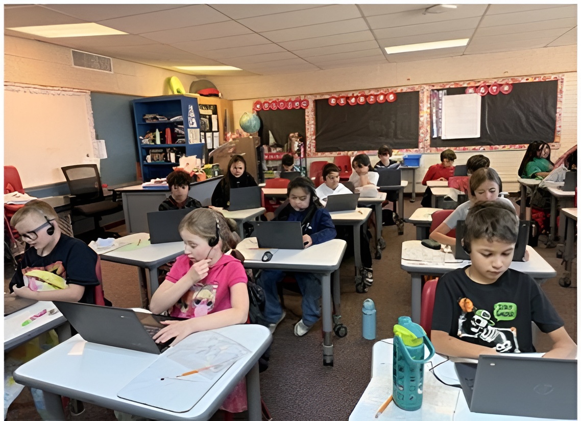 Ajo Unified School District Students on their laptops at Ajo Unified School District