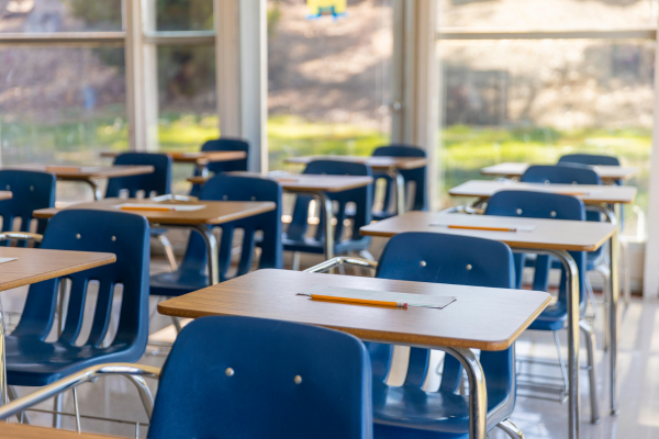 Empty chairs in classroom