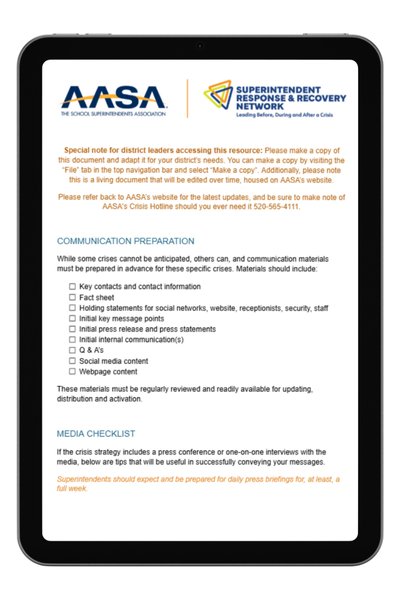 SRRN Crisis Communications Preparation Template