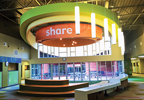 Bright Colors and Informal Seating