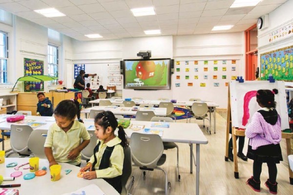 Students working in classroom