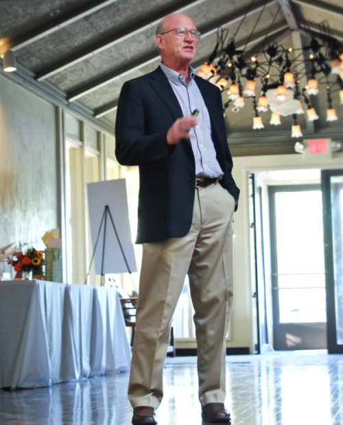 David Conley speaks to a crowd