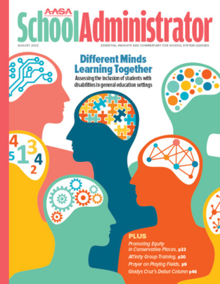 School Administrator August 2023 cover illustration, people with different patterns inside their brains