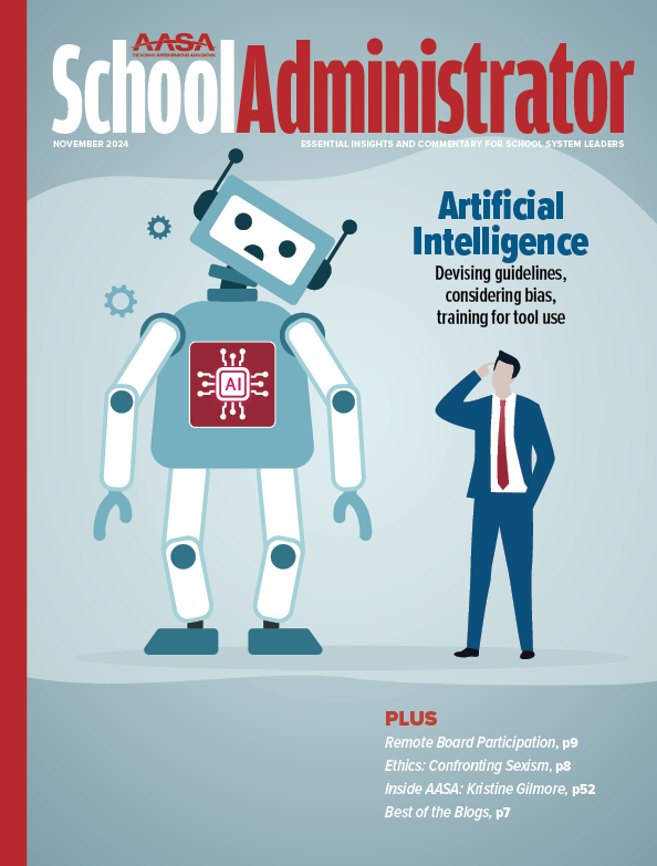 School Administrator November 2024 cover with robot "Artificial Intelligence"